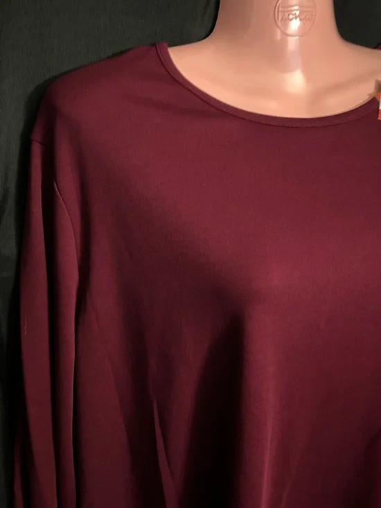 Croft & Barrow Women’s Classic Long Sleeve Crew Neck Top Burgundy 2X NWT - Picture 5 of 8